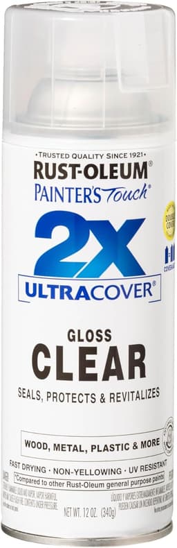 Rust-Oleum 334029 Painter's Touch 2X Ultra Cover Spray Paint, 12 oz, Gloss Clear