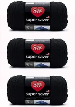 Red Heart Super Saver Black Yarn - 3 Pack of 198g/7oz - Acrylic - 4 Medium (Worsted) - 364 Yards - Knitting/Crochet