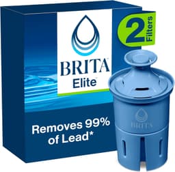 Brita Elite Water Filter Replacements for Pitchers and Dispensers, BPA-Free, Reduces 99% of Lead, Lasts Six Months or 120 Gallons, Includes 2 Pitcher Replacement Filters