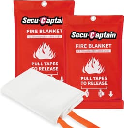 SecuCaptain Emergency Fire Blanket for Home and Kitchen - 2 Pack 40"x40" Flame Suppression Fiberglass Fire