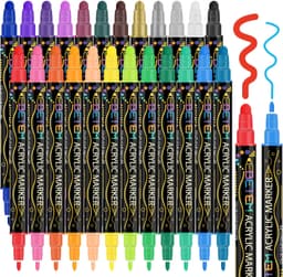 Betem 24 Colors Dual Tip Acrylic Paint Pens Markers